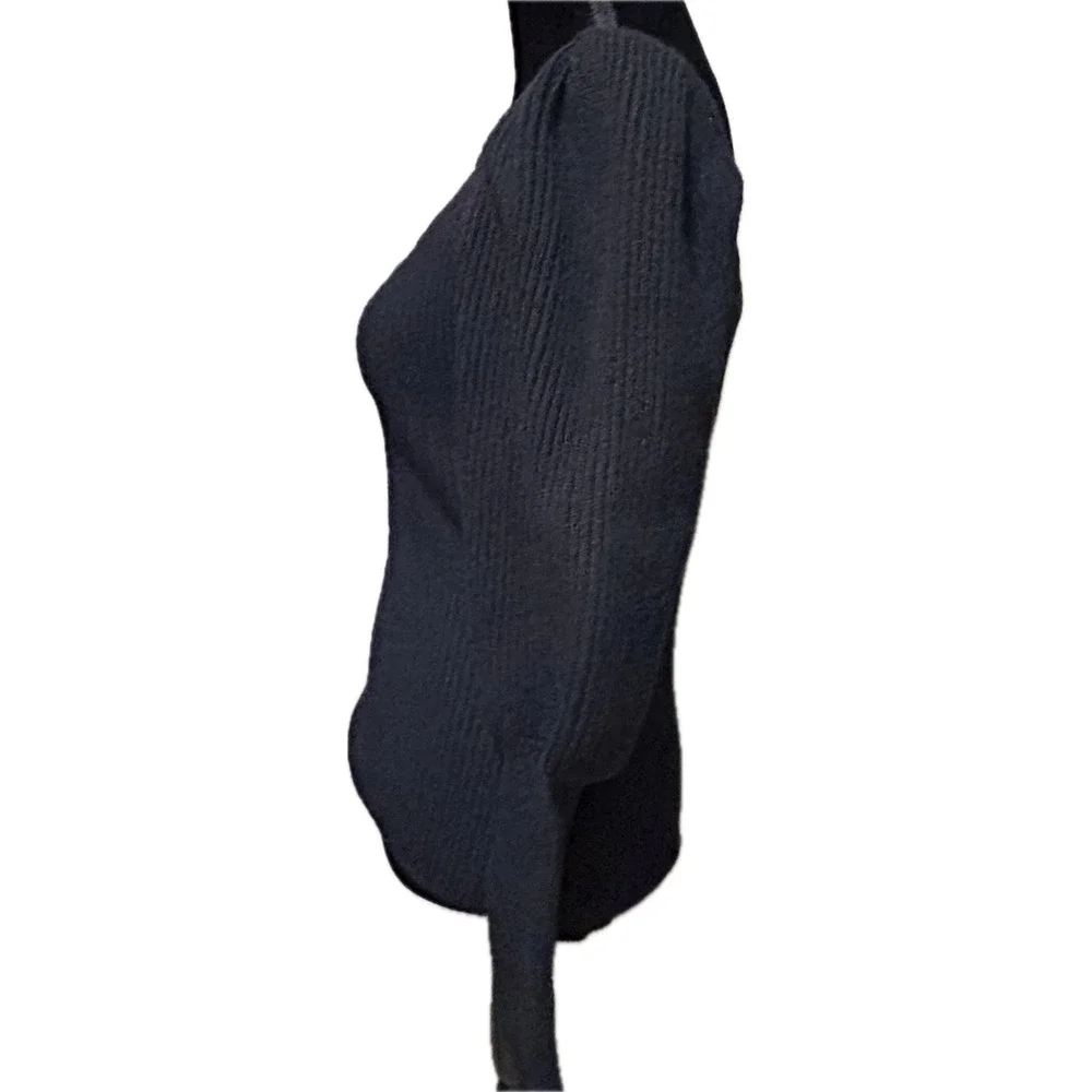 ASTR The Label Esma Sweater Womens L NWT Black Puff Sleeve V Neck Knit Pullover